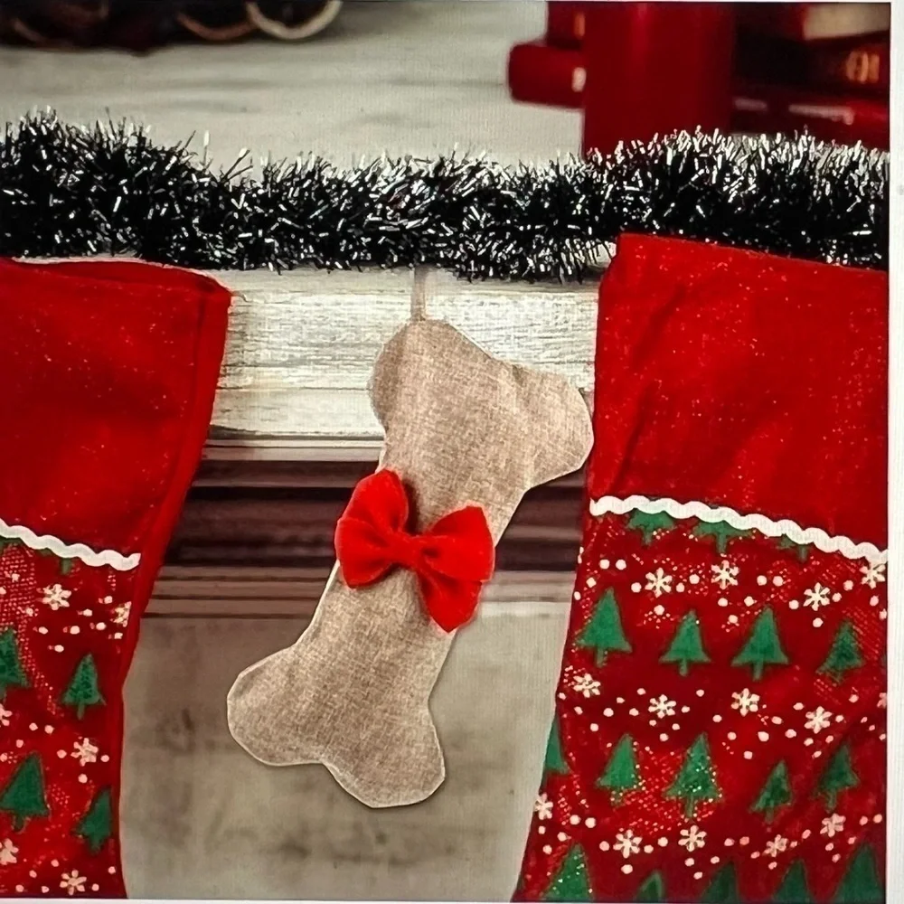 Bones Christmas Stocking - Vintage Plaid Decor